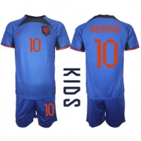 Holland Memphis Depay #10 Udebanesæt Børn VM 2022 Kortærmet (+ Korte bukser)